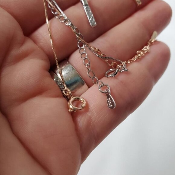 Sterling Silver Pendant Bar Necklace - Picture 5 of 11